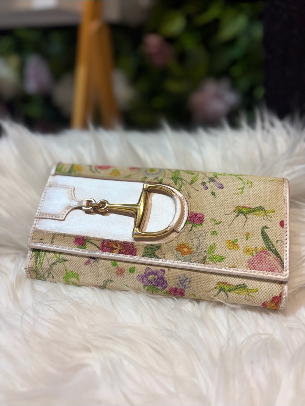 Vintage Gucci Flora Canvas Continental Horsebit Wallet